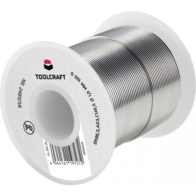 TOOLCRAFT Forrasztóón, ólommentes Tekercs Sn96,5Ag3Cu0,5 ROL1 100 g 1 mm