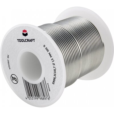 TOOLCRAFT Forrasztóón, ólommentes Tekercs Sn99,3Cu0,7 ROL1 100 g 1.5 mm