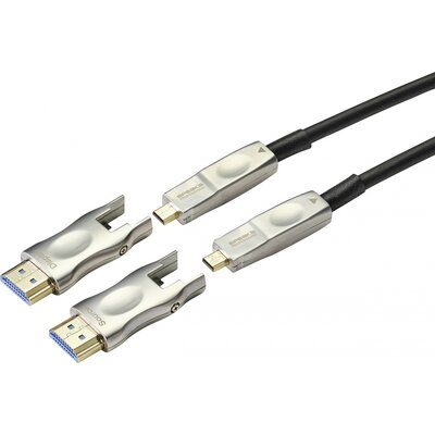 SpeaKa Professional HDMI Átalakító kábel HDMI-A dugó, HDMI mikro D dugó, HDMI-A dugó, HDMI mikro D dugó 20.00 m Fekete SP-9538580 PVC köpeny HDMI kábel
