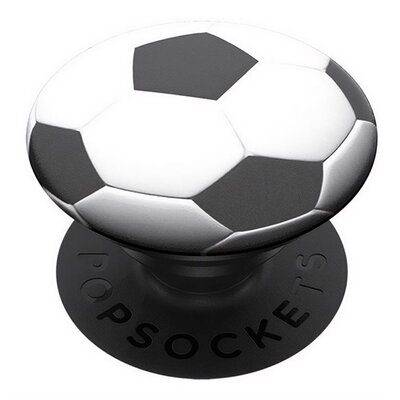 PopSockets 800694 POPSOCKETS telefontartó (készülékre ragasztható, többfunkciós, focilabda) FEKETE/FEHÉR