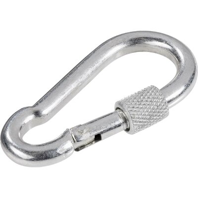 TOOLCRAFT 486760 Tűzoltó karabiner akasztó csavaros zárórendszerrel (H x Sz) 90 mm x 9 mm