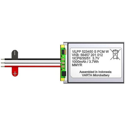 Varta 1/LPP 523450 S PCM W Speciális akku Prizmatikus Kábel LiPo 3.7 V 1000 mAh