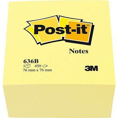 Post-it Öntapadó jegyzettartó kocka 636B 76 mm x 45 mm Sárga 450 lap