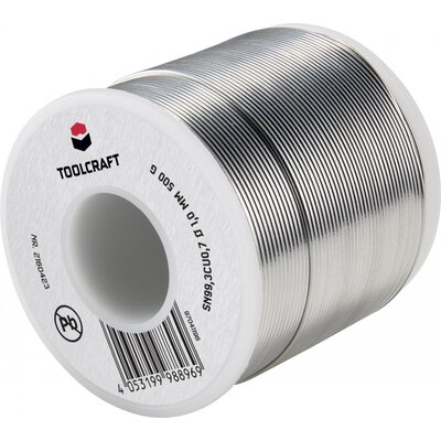 Ólommentes forrasztóón Sn99,3Cu0,7 500 g Ø 1 mm, Toolcraft TO-6481269