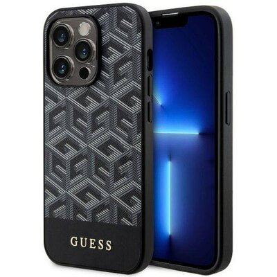 Eredeti előlap tok GUESS GUHMP14LHGCFSEK iPhone 14 PRO készülékhez (MAG GCUBE / fekete)