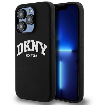 DKNY tok IPHONE 15 Pro kompatibilis MagSafe DKHMP15LSNYACH (DKNY HC MagSafe szilikon W/White Arch Logo) fekete