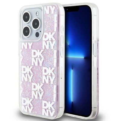 DKNY tok IPHONE 15 Pro készülékhez DKHCP15LLCPEPP (DKNY HC Liquid Glitters W/Checkered Pattern) rózsaszínű