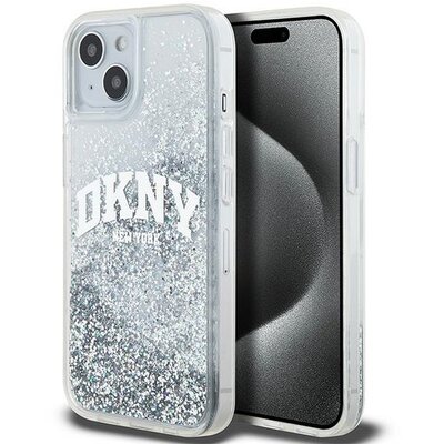 DKNY tok IPHONE 15-hez DKHCP15SLBNAET (DKNY HC Liquid Glitters W/Arch Logo) fehér