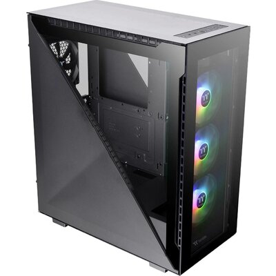 Thermaltake Divider 500 TG ARGB Midi torony Számítógép ház Fekete 3 előre telepített LED-hűtő, 1 előre telepített hűtő, Oldalsó szélvédő, Porszűrő