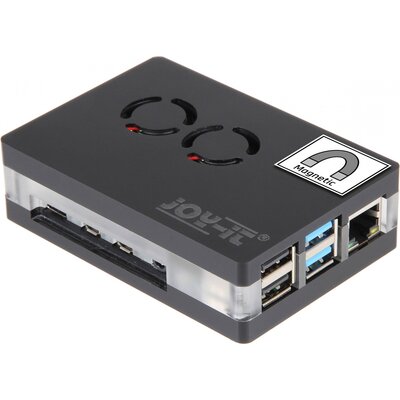 Joy-it RB-CaseP4+03 SBC ház Alkalmas: Raspberry Pi Aktív hűtővel, Mágneszárral Átlátszó