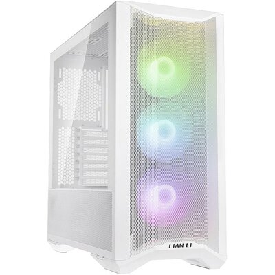 Lian Li LANCOOL II Mesh C RGB Snow Edition Midi torony Számítógép ház, Gaming doboz Fehér 3 előre telepített LED-hűtő, Oldalsó szélvédő, Porszűrő