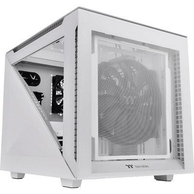 Thermaltake Divider 200 TG Snow Mikro torony Számítógép ház Fehér 2 előre telepített hűtő, Oldalsó szélvédő, Porszűrő