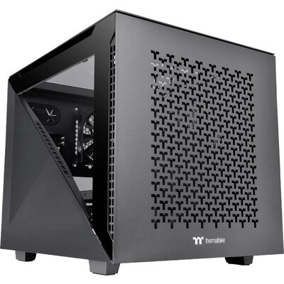 Thermaltake Divider 200 TG Air Black Mikro torony Számítógép ház Fekete 2 előre telepített hűtő, Oldalsó szélvédő, Porszűrő