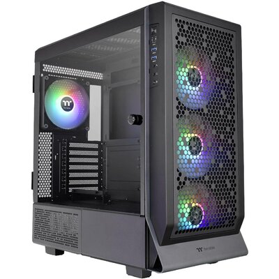 Thermaltake CA-1X5-00M1WN-00 Midi torony Gaming doboz Fekete 4 előre telepített LED-hűtő, Oldalsó szélvédő