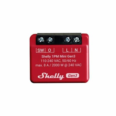 Shelly Plus 1PM Mini Gen. 3 Vezeték nélküli kapcsoló Wi-Fi, Bluetooth