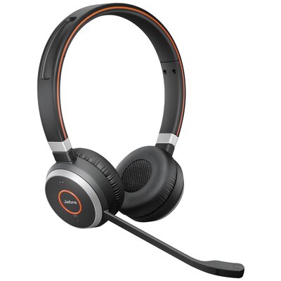 Jabra Evolve 65 Second Edition - UC Telefon On Ear fejhallgató Bluetooth®, Rádiójel vezérlésű Stereo Fekete Noise Cancelling, mikrofon zajelnyomás Headset,