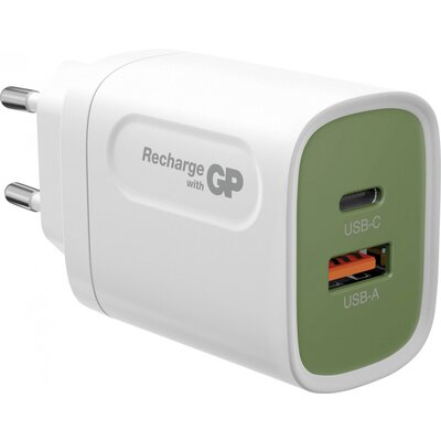 GP Batteries GPWC20WPWHUSB174 USB-s töltőkészülék Aljzat dugó Kimenetek száma: 2 x USB, USB-C® alj