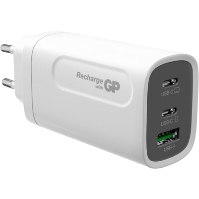 GP Batteries GPWCGM3AWHUSB254 USB-s töltőkészülék 65 W Aljzat dugó Kimenetek száma: 3 x USB, USB-C® alj (Power Delivery)