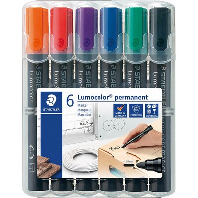 Staedtler Lumocolor 352 WP6 Permanent marker Különböző színek (színválasztás nem lehetséges) Vízálló: Igen