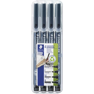 Staedtler Lumocolor permanent S F M B DRY SAFE 31-9WP4GS Permanent marker Fekete Vízálló: Igen