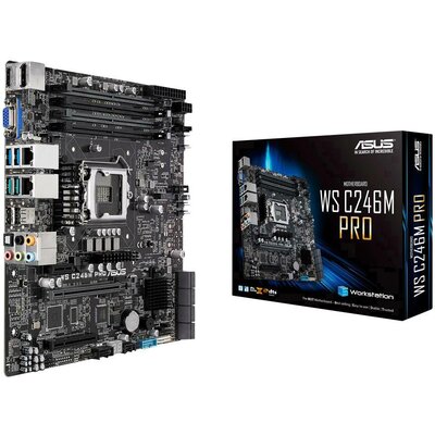 Asus MB WS C246M PRO C246 PCH Alaplap Foglalat Intel® 1151 Formafaktor Micro-ATX Alaplapi chipszet Intel® C246