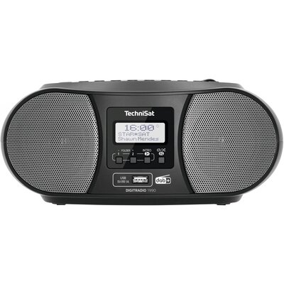 TechniSat DIGITRADIO 1990 CD-s rádió DAB+, URH AUX, Bluetooth®, CD, USB Akkutöltő funkció, Ébresztő funkció Fekete