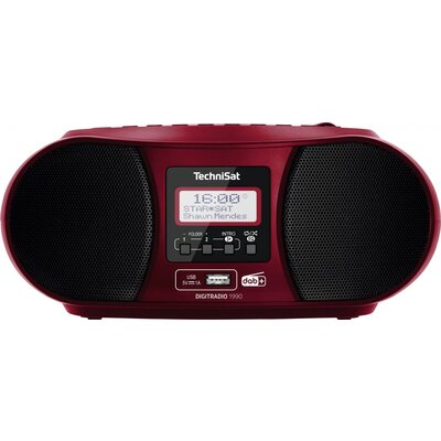 TechniSat DIGITRADIO 1990 CD-s rádió DAB+, URH AUX, Bluetooth®, CD, USB Akkutöltő funkció, Ébresztő funkció Piros