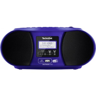 TechniSat DIGITRADIO 1990 CD-s rádió DAB+, URH AUX, Bluetooth®, CD, USB Akkutöltő funkció, Ébresztő funkció Kék