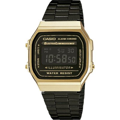 Casio Kvarc Karóra A168WEGB-1BEF (H x Sz x Ma) 38.6 x 36.3 x 9.6 mm Arany Ház anyaga=Műgyanta Anyag (karpánt)=Nemesacél