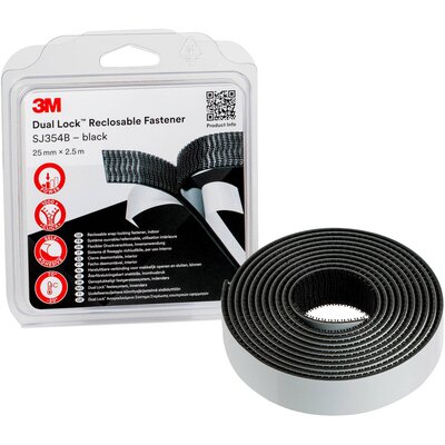 3M Dual Lock Tépőzár Felragasztható (H x Sz) 2.5 m x 25 mm Fekete 1 db