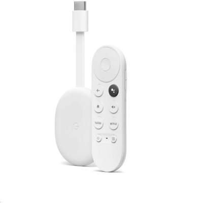 Google Chromecast + Google TV fehér tv okostító