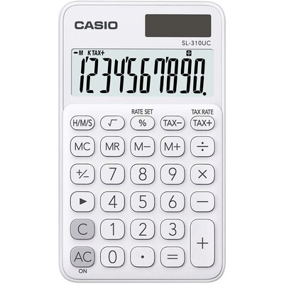 Casio SL-310UC Zsebszámológép Fehér Kijelző (számjegy): 10 Napenergiával üzemeltetett, Elemekről üzemeltetett (Sz x Ma x Mé) 70 x 8 x 118 mm