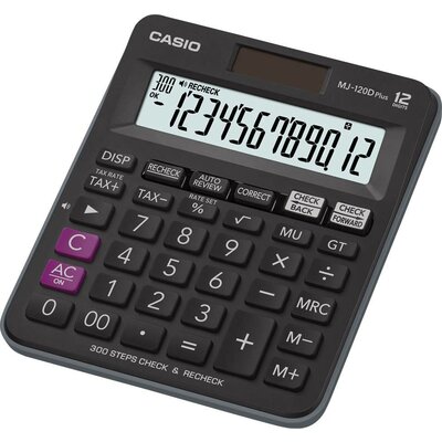 Casio MJ-120DPLUS Asztali számítógép Fekete Kijelző (számjegy): 12 Napenergiával üzemeltetett, Elemekről üzemeltetett (Sz x Ma x Mé) 126.5 x 28.6 x 148 mm