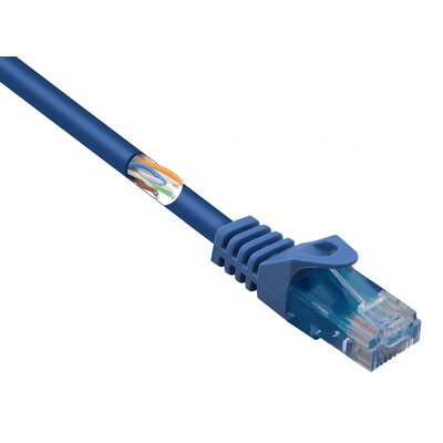 Basetech BT-2270726 RJ45 Hálózati kábel, patchkábel CAT 5e U/UTP 0.50 m Kék Védővel 1 db