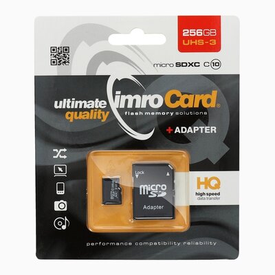 Memóriakártya Imro microSD 256GB adapterrel / Class 10 UHS 3