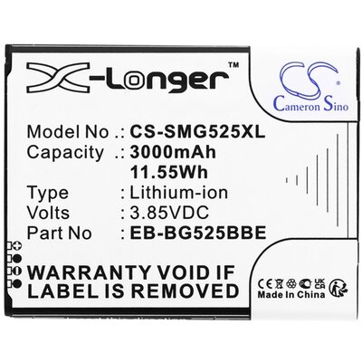 CAMERON SINO CS-SMG525XL CAMERON SINO Li-Ion akkumulátor (3,85V/3000mAh, Samsung EB-BG525BBE kompatibilis) FEKETE