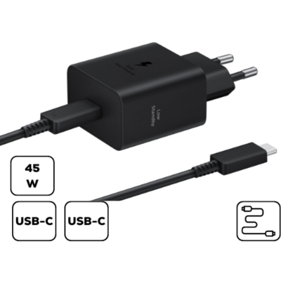 Sam hálózati adapter kábellel,45W PD USB-C,Fekete