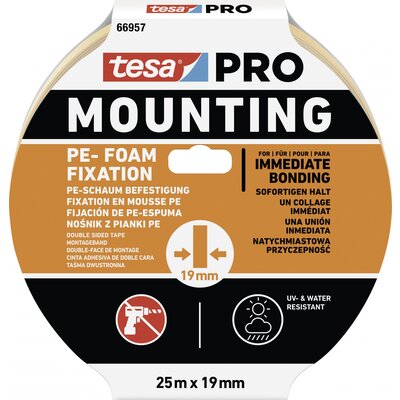 tesa Mounting PRO PE-Fixation 66957-00010-00 Rögzítő szalag Fehér (H x Sz) 25 m x 19 mm 1 db