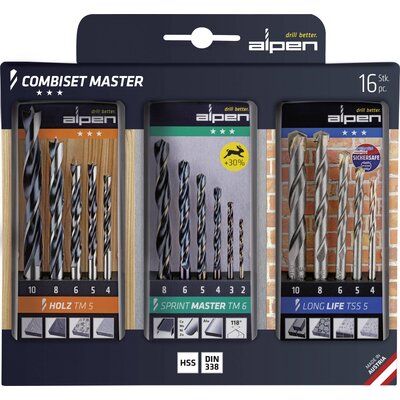 Alpen 0000811003100 Combiset Master Univerzális fúrókészlet