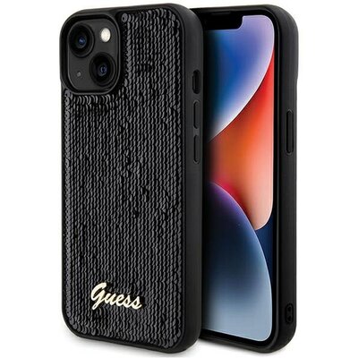 Eredeti tok GUESS GUHCP14SPSFDGSK for iPhone 14 (Sequin Script Metal / black)