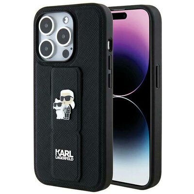 Eredeti tok KARL LAGERFELD KLHCP14LGSAKCPK for iPhone 14 Pro (Gripstand Saffiano KC PIN / black)