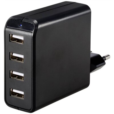 VOLTCRAFT UC-4AXX001 USB-s töltőkészülék 24 W Beltér Kimeneti áram (max.) 4.8 A Kimenetek száma: 4 x USB-A