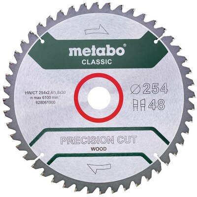 Metabo precision cut wood - classic 628061000 Körfűrészlap 254 x 30 mm Fogak száma (collonként): 48 1 db