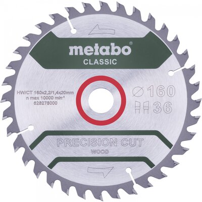 Metabo PRECISION CUT WOOD CLASSIC 628278000 Körfűrészlap 160 x 20 x 1.4 mm Fogak száma (collonként): 36 1 db