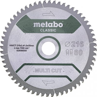 Metabo MULTI CUT CLASSIC 628655000 Körfűrészlap 216 x 30 x 1.8 mm Fogak száma (collonként): 60 1 db