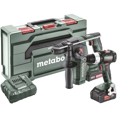 Metabo BS 18 LT BL + BH 18 LTX BL 16 685182000 Akkus fúrókalapács, Akkus fúrócsavarozó 18 V 2.0 Ah, 4.0 Ah Lítiumion 2. akkuval, Hordtáskával, Töltővel