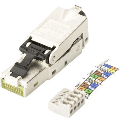 Digitus RJ45 Hálózat Csatlakozó CAT 6A, Szereletlen [1x LSA, Vágó szorító, Gyorscsatlakozó - 1x RJ45 dugó, RJ45 dugó, 8p8c] Ezüst, Acél