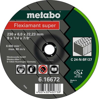 Metabo 616672000 Nagyolótárcsa, hajlított Furat átmérő 22.23 mm 10 db
