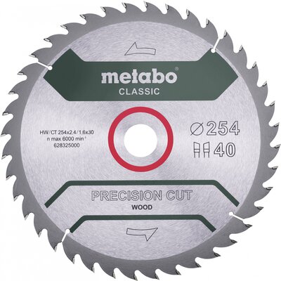 Metabo 628325000 Körfűrészlap 254 x 30 x 1.6 mm Fogak száma (collonként): 40 1 db