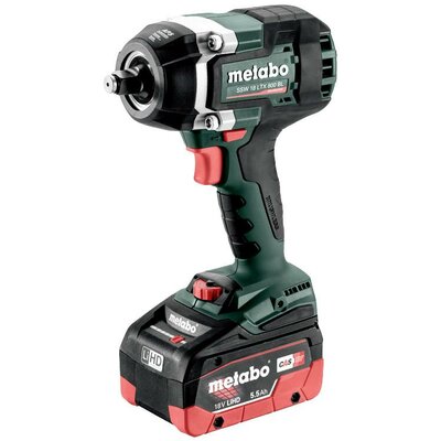 Metabo SSW 18 LTX 800 BL 602403660 Akkus ütvecsavarozó 18 V Vele szállított akkuk száma 2 5.5 Ah LiHD 2. akkuval, kefe nélkül, Hordtáskával